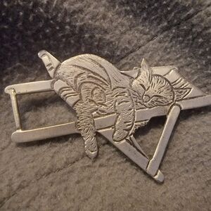 Vintage Pewter Cat Brooch